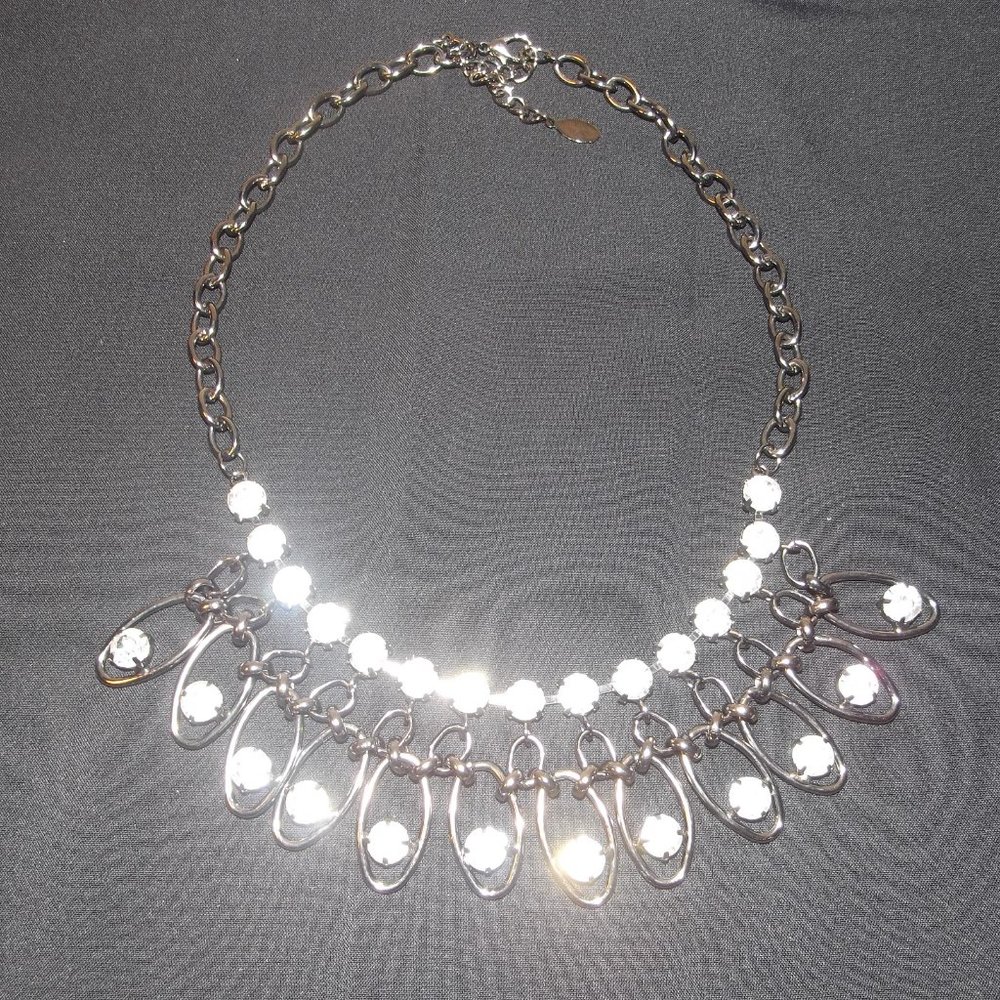 CJ Necklace LARGE Crystal Gunmetal & BLING